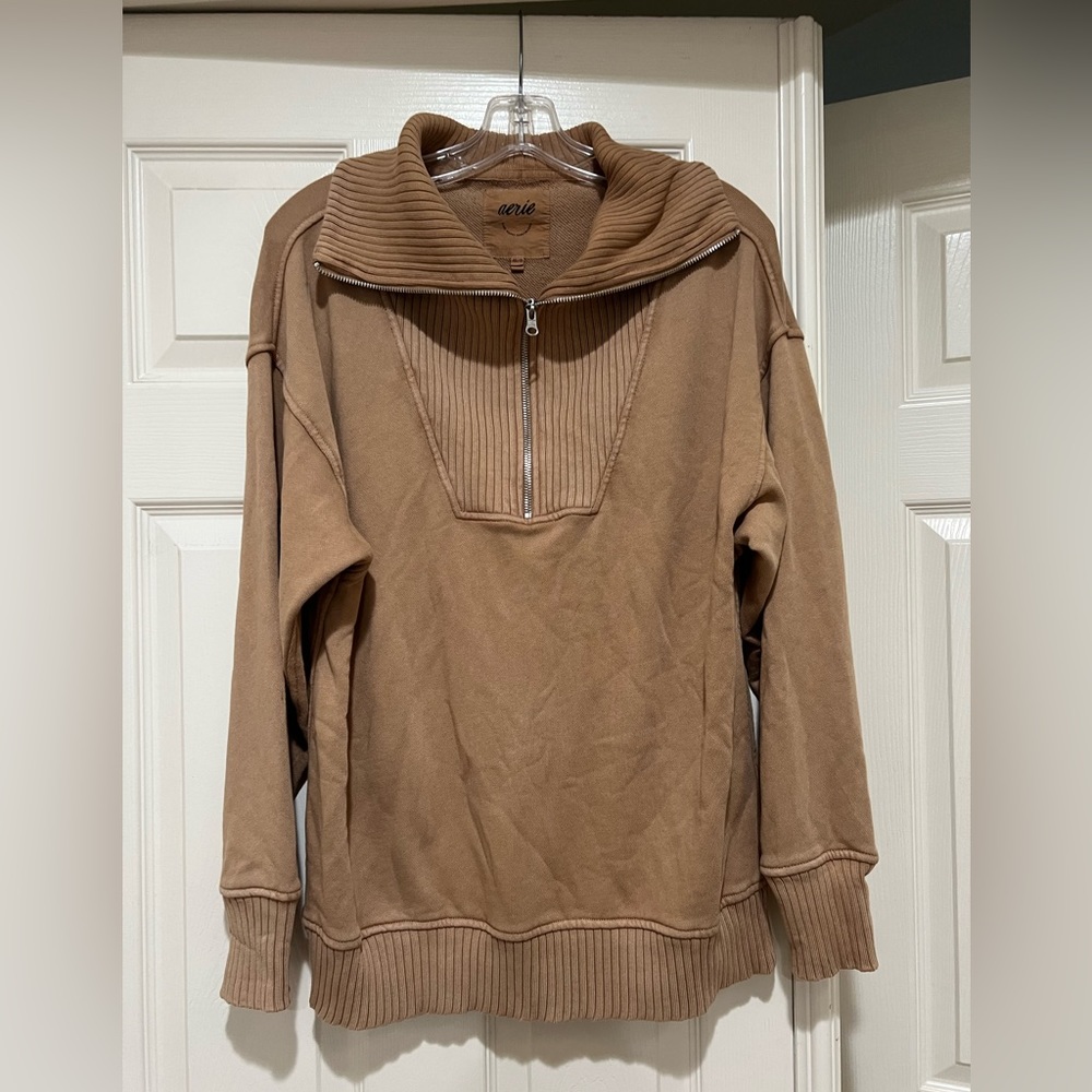 Aerie 1/2 Zip Cream Cotton blend Long Sleeve Pullover Sweatshirtβ Size XS